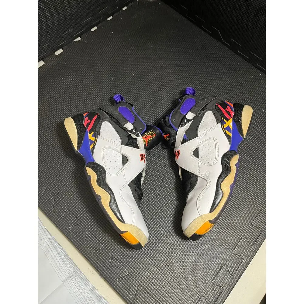 Nike Air Jordan 8 Retro Three-Peat‎ 305368-142 White Black Concord Infrared 7Y